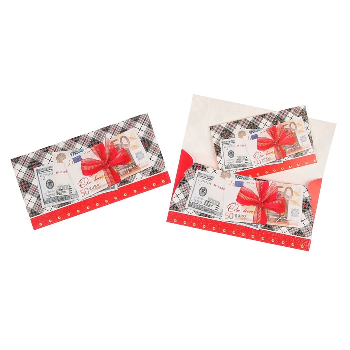 Конверт для денег "Универсальный" деньги, клетчатый фон