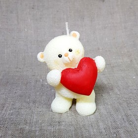 

Свеча "Мишка с сердцем" 8,6х7,5х11 см сливочный