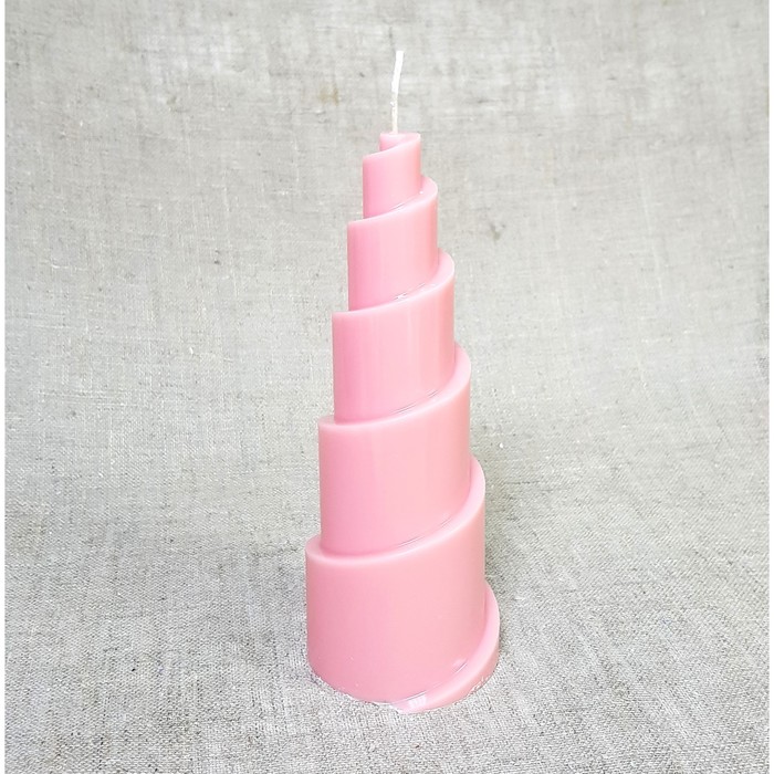 Свеча пирамида "Рожок" 7,8х7,5х20,8 коралловый