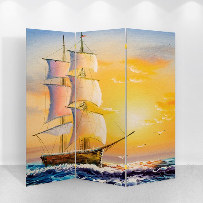 ширма картина маслом парусная лодка двухсторонняя 200 х 160 см Ширма Картина маслом. Парусная лодка, 150 х 160 см