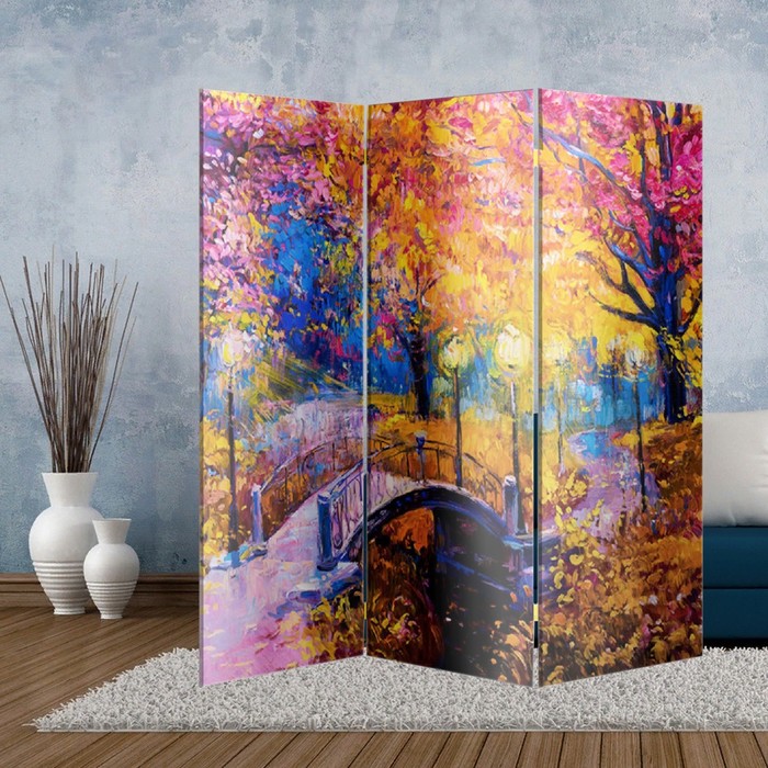 Ширма "Картина маслом. Мост в саду", 160 × 150 см