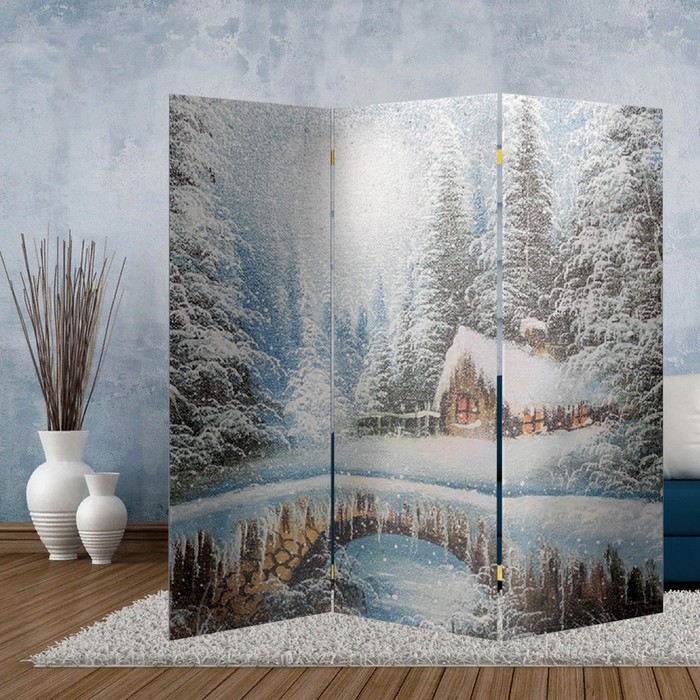 Ширма "Картина маслом. Зимний лес", 160 × 150 см