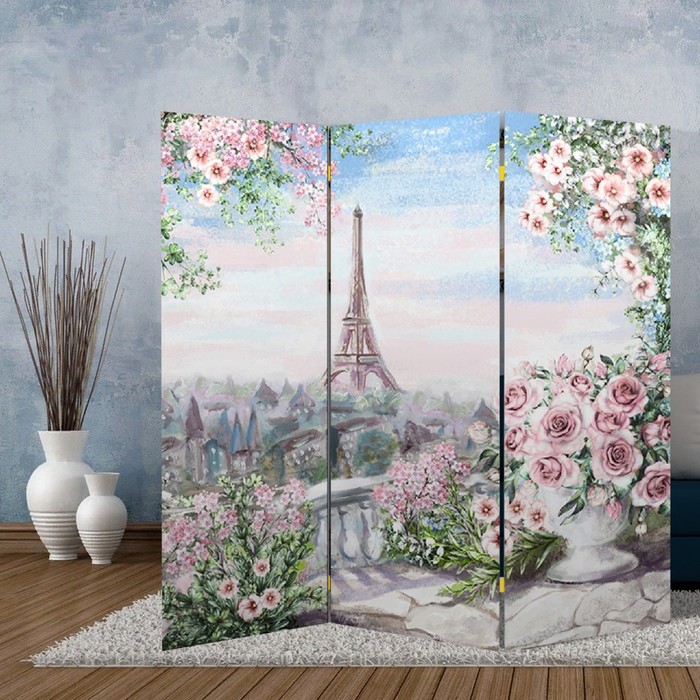 фото Ширма "картина маслом. розы и париж", 160 × 150 см