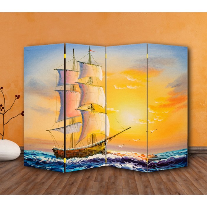 Ширма "Картина маслом. Парусная лодка", 200 × 160 см