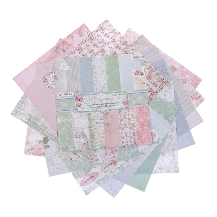 Набор бумаги для скрапбукинга (13 листов) "Нежность" 180г/м2, 30,5х30,5см