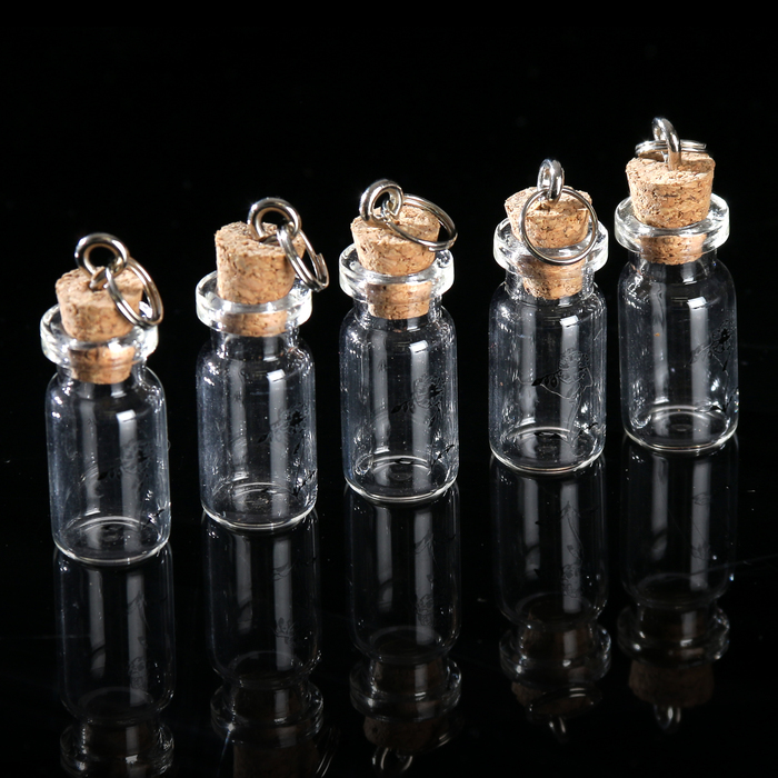 Набор стеклянных бутылочек с пробкой 5 шт,  по 1, мл (0,5х2,5 см)