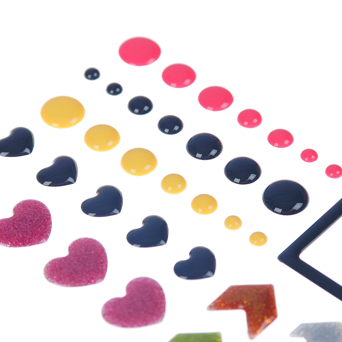 Эмалевые стикеры «Сердечки, стрелочки, кружочки» набор 35 элементов (9334)