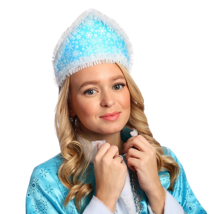 Кокошник "Блеск", цвет темно-голубой на ленте