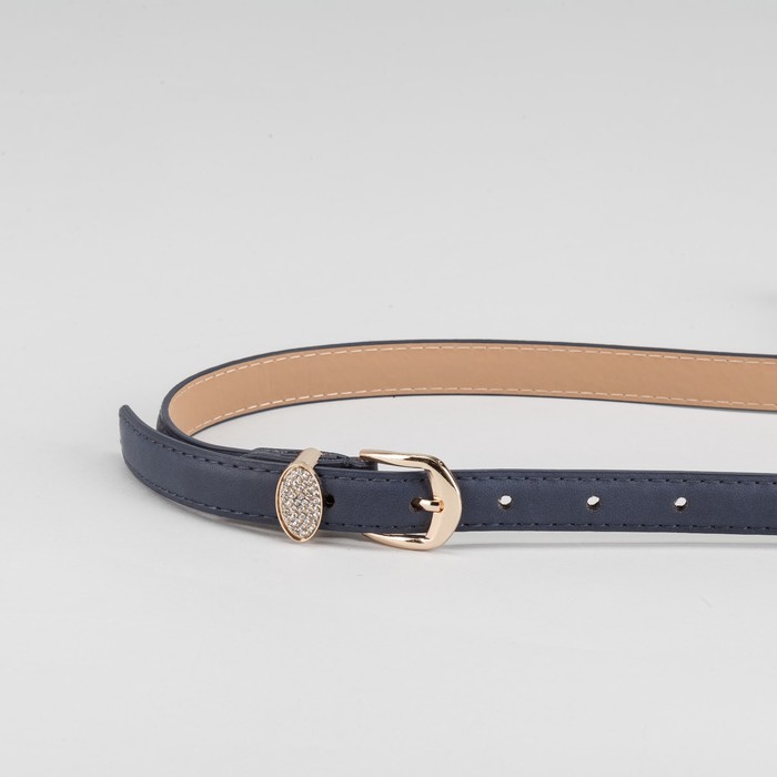 Ремень женский, гладкий, пряжка хомут золото, ширина - 2 см, цвет синий