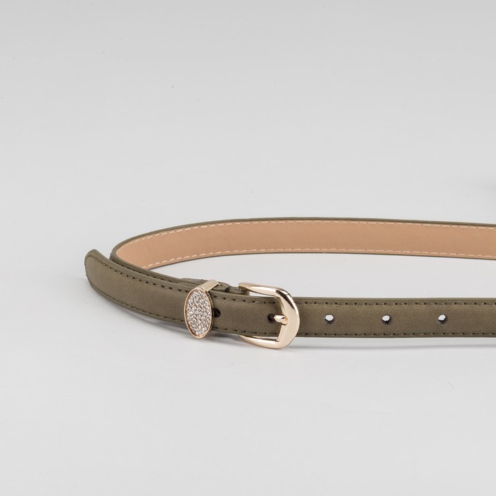 Ремень женский, гладкий, пряжка хомут золото, ширина - 2 см, цвет зелёный