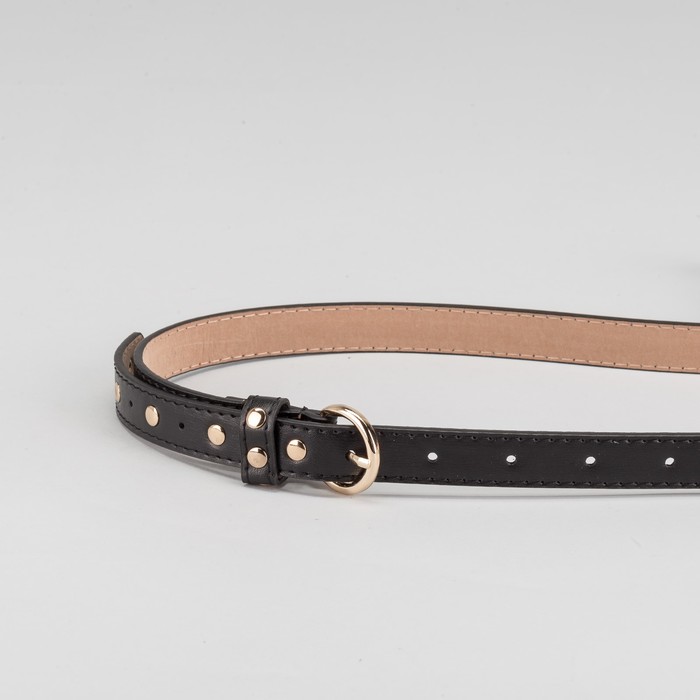 Ремень женский, гладкий, пряжка клёпки золото, ширина - 2 см, цвет чёрный