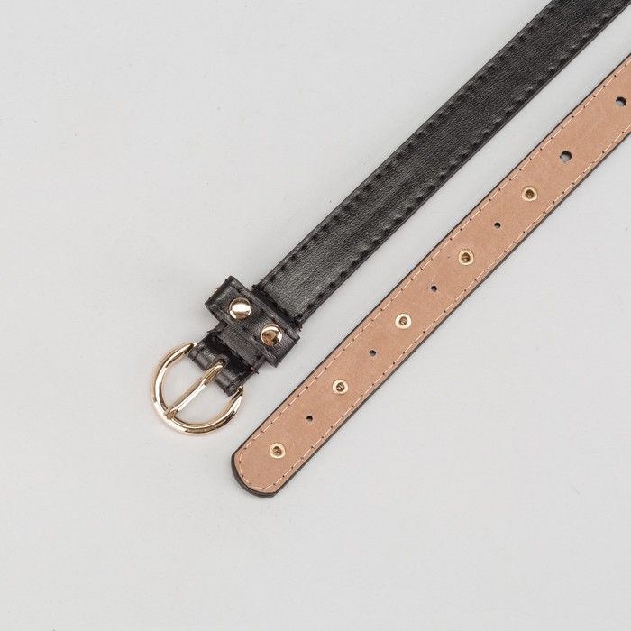 Ремень женский, гладкий, пряжка клёпки золото, ширина - 2 см, цвет чёрный