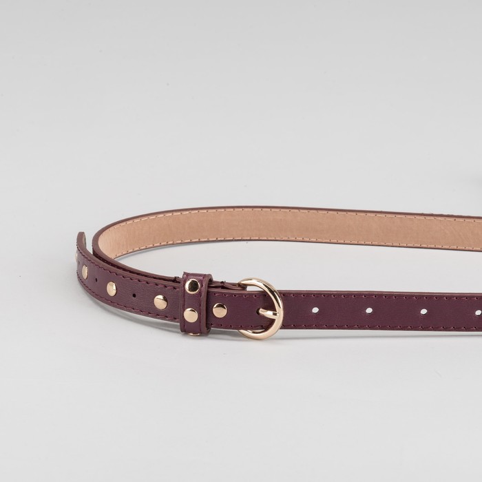 Ремень женский, гладкий, пряжка клёпки золото, ширина - 2 см, цвет бордовый