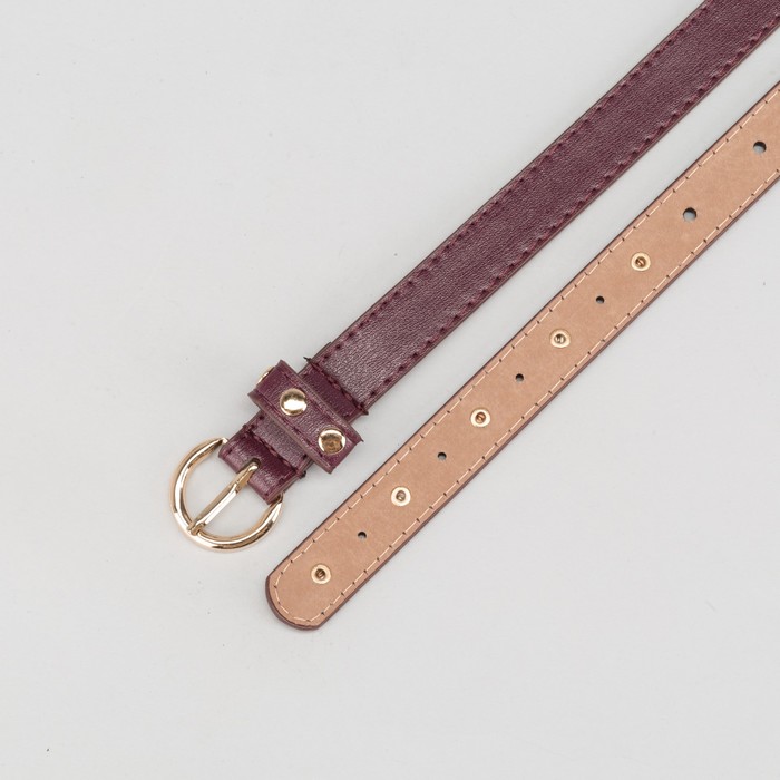 Ремень женский, гладкий, пряжка клёпки золото, ширина - 2 см, цвет бордовый