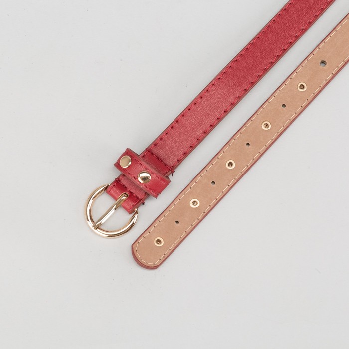 Ремень женский, гладкий, пряжка клёпки золото, ширина - 2 см, цвет красный