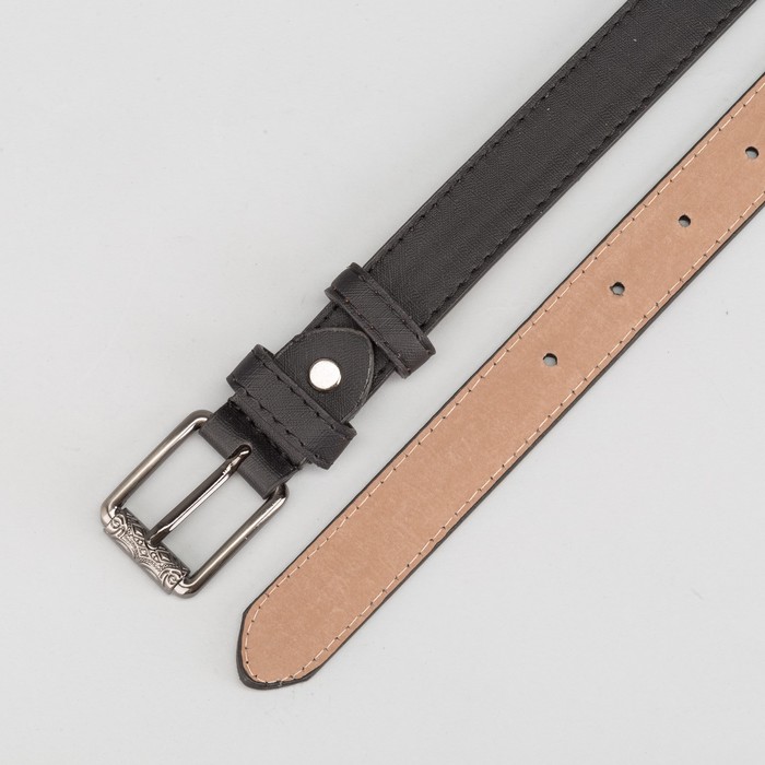 Ремень женский, гладкий, пряжка тёмный металл, ширина - 2,5 см, цвет чёрный