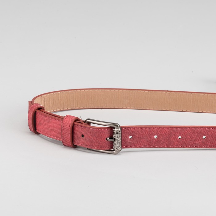 Ремень женский, гладкий, пряжка тёмный металл, ширина - 2,5 см, цвет красный