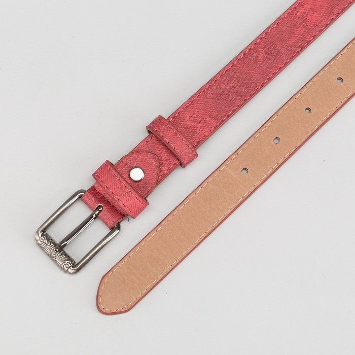 Ремень женский, гладкий, пряжка тёмный металл, ширина - 2,5 см, цвет красный