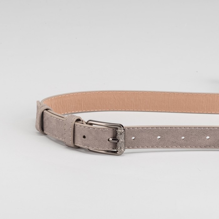 Ремень женский, гладкий, пряжка тёмный металл, ширина - 2,5 см, цвет серый