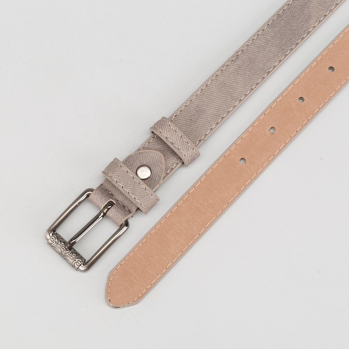 Ремень женский, гладкий, пряжка тёмный металл, ширина - 2,5 см, цвет серый