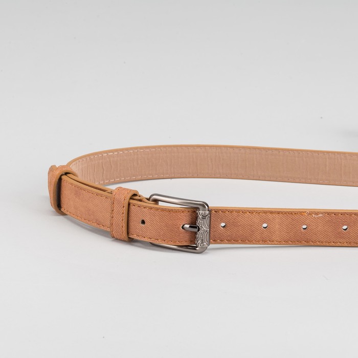 Ремень женский, гладкий, пряжка тёмный металл, ширина - 2,5 см, цвет рыжий