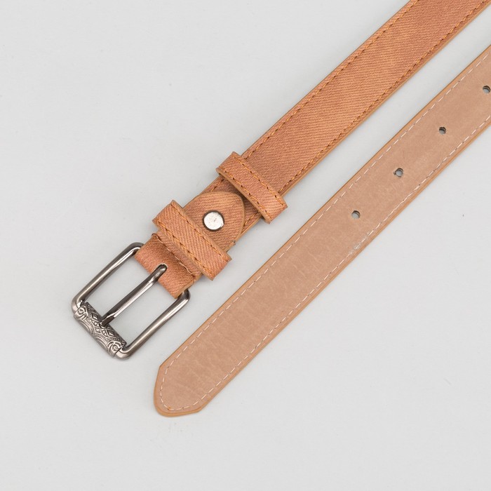 Ремень женский, гладкий, пряжка тёмный металл, ширина - 2,5 см, цвет рыжий