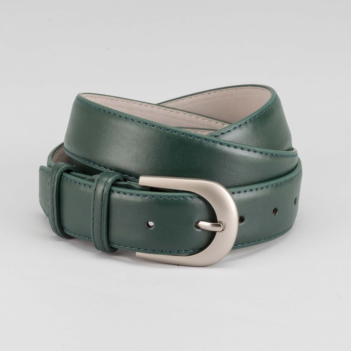 Ремень женский "Великан", пряжка под матовый металл, ширина - 3,5см, длина от 130см, цвет зелёный