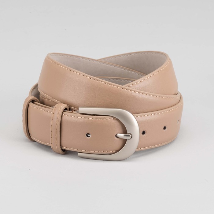 Ремень женский "Великан", пряжка под матовый металл, ширина - 3,5см, длина от 130см, цвет бежевый