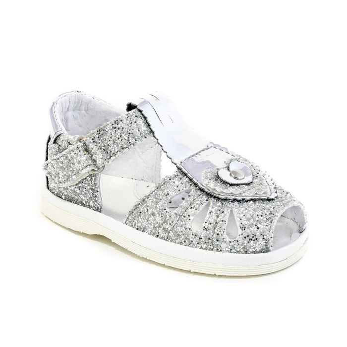 Туфли летние ясельные праздничные арт. 1853, цвет серебристый, размер 18 (11 см)