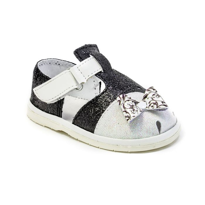 Туфли летние ясельные праздничные арт. 1765, цвет белый/чёрный, размер 17 (10,5 см)