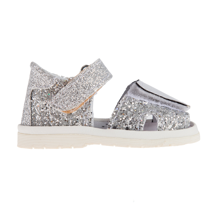 Туфли летние ясельные праздничные арт. 1567, цвет серебристый/белый, размер 19 (11,5 см)