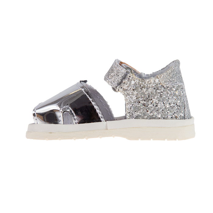 Туфли летние ясельные праздничные арт. 1567, цвет серебристый/белый, размер 19 (11,5 см)