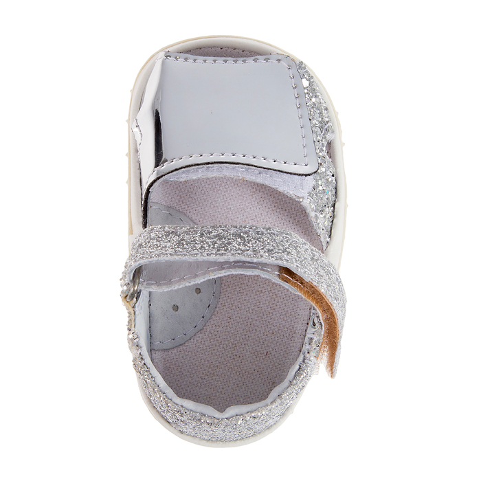 Туфли летние ясельные праздничные арт. 1567, цвет серебристый/белый, размер 19 (11,5 см)