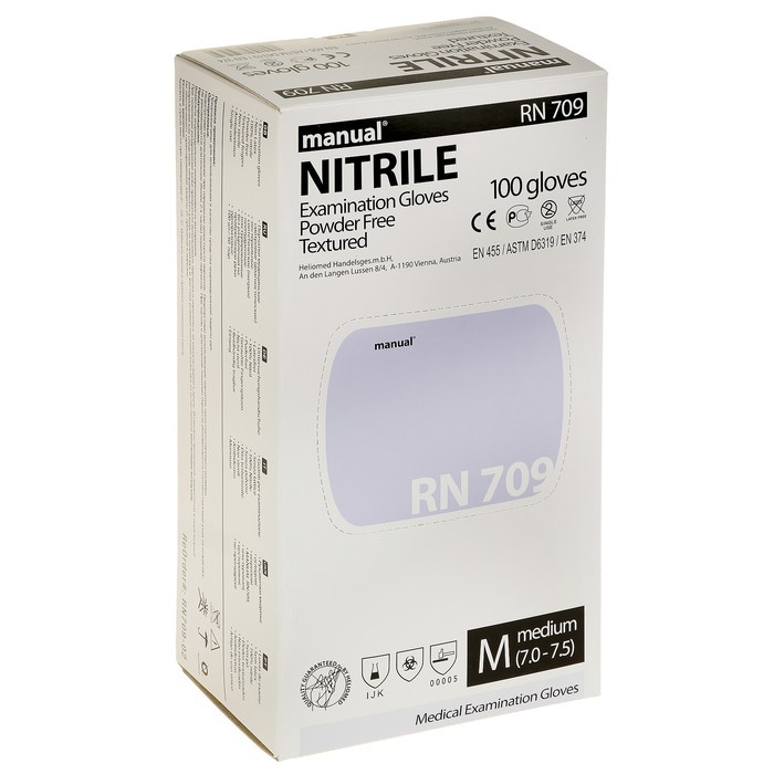 Перчатки нитрил Manual RN709 нестерильные, 7½ M