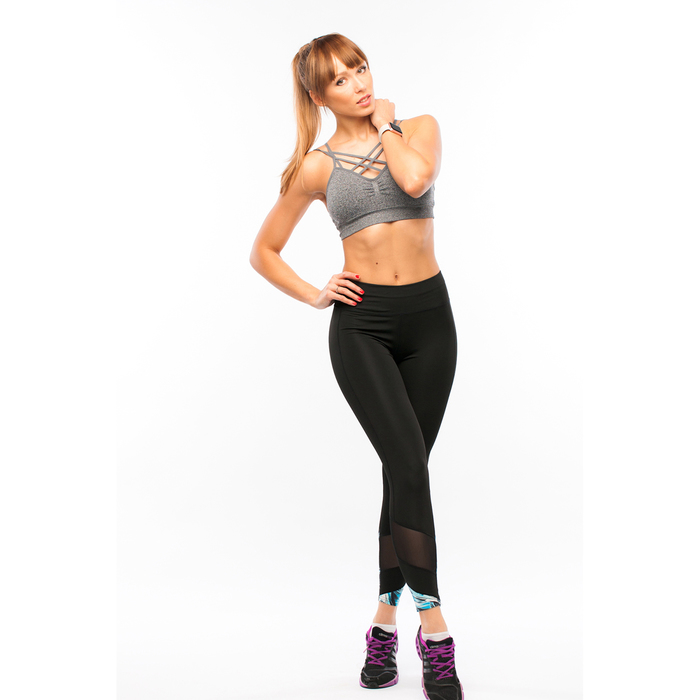 Легинсы женские спортивные 89130, цвет чёрный/голубой, размер 40-44 (S/M)