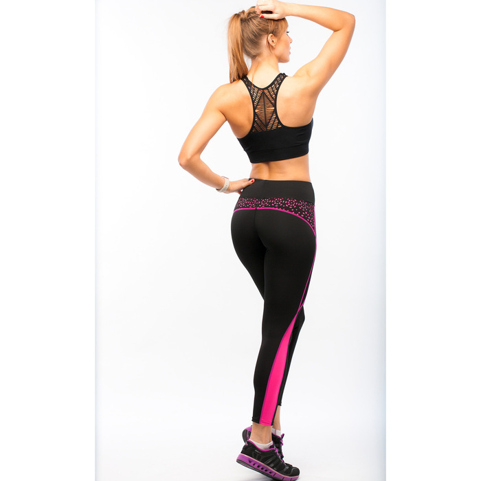 Легинсы женские 89200, цвет чёрный/розовый, размер S/M (40-44)