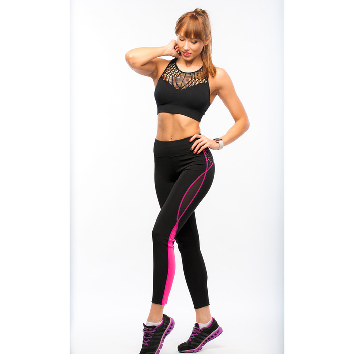 Легинсы женские 89200, цвет чёрный/розовый, размер S/M (40-44)