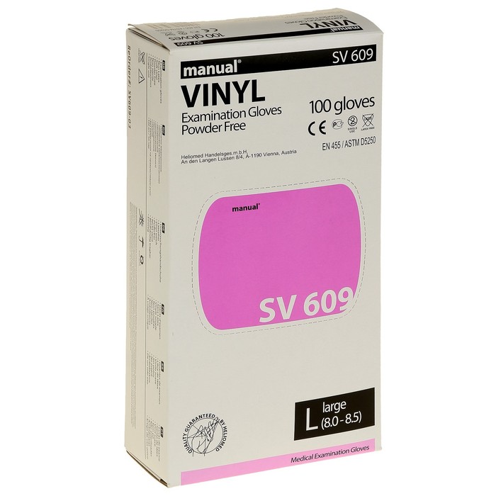 Перчатки виниловые Manual SV609 нестерильные, 8½ L