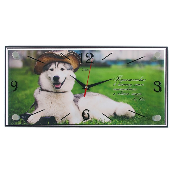 Часы настенные прямоугольные "Хаски", 19х39 см