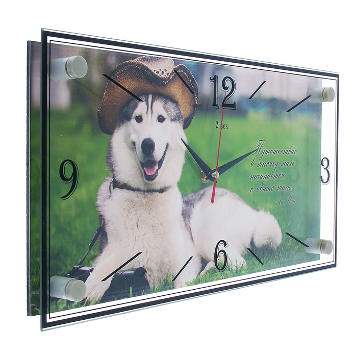 Часы настенные прямоугольные "Хаски", 19х39 см