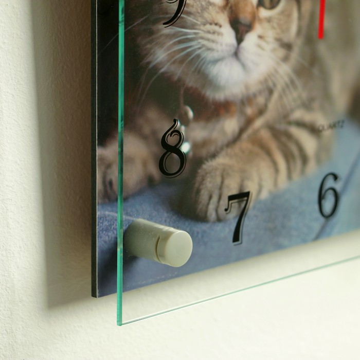 Часы настенные квадратные "Котёнок в шляпе", 25х25 см микс