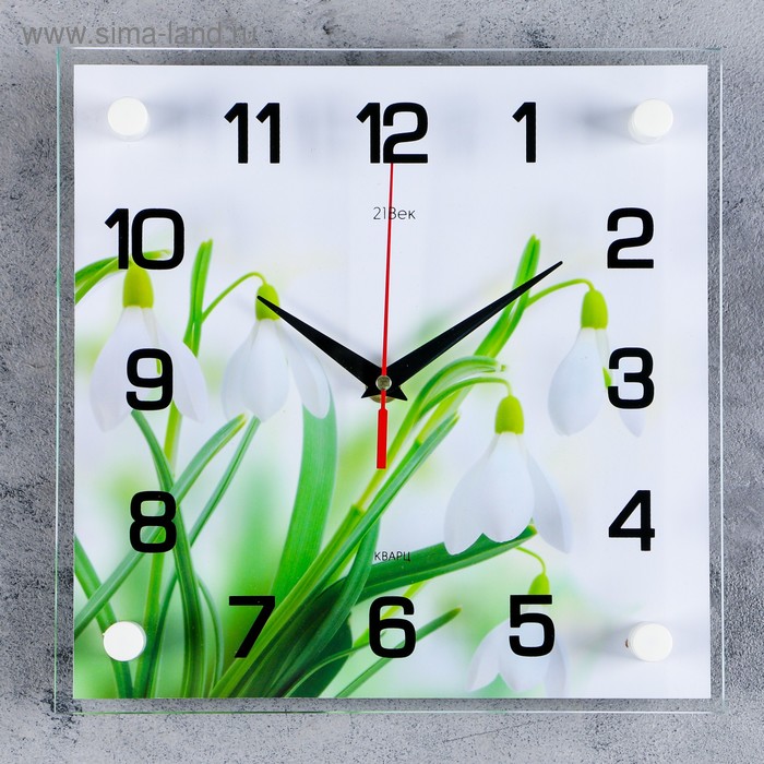 Часы настенные: Цветы, Подснежники, бесшумные, 25 х 25 см часы настенные цветы бесшумные 25 х 35 см