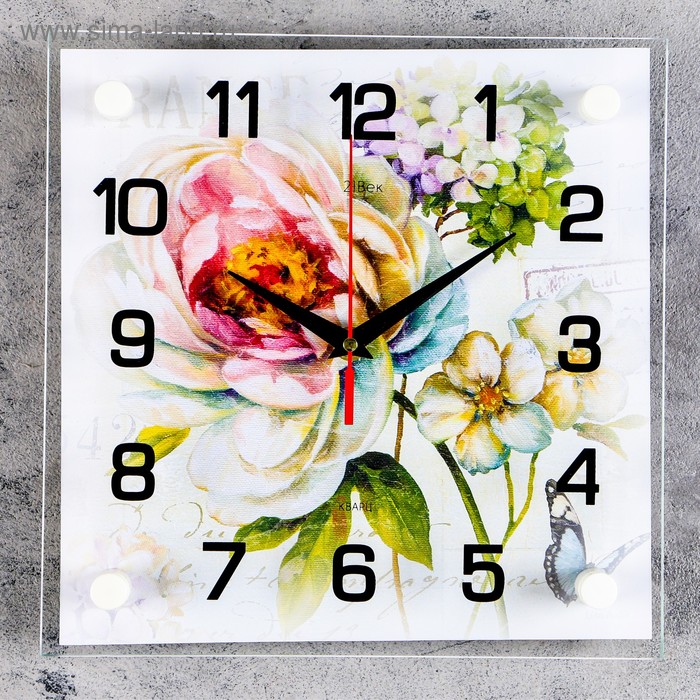 Часы настенные: Цветы, бесшумные, 25 х 25 см часы настенные море кокосы бесшумные 25 × 35 см