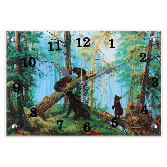 Часы настенные прямоугольные "Утро в сосновом бору", 25х35 см микс