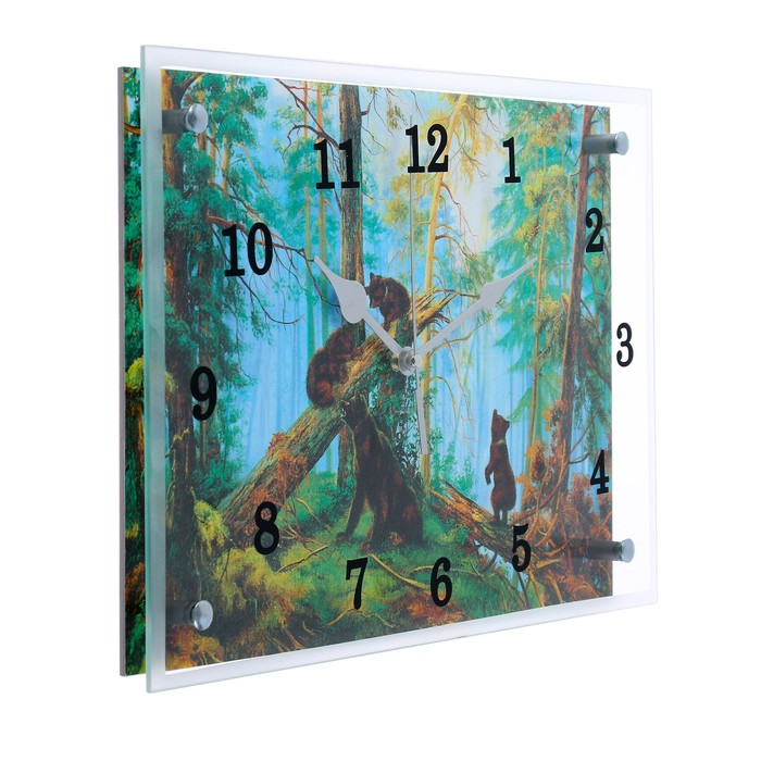 Часы настенные прямоугольные "Утро в сосновом бору", 25х35 см микс