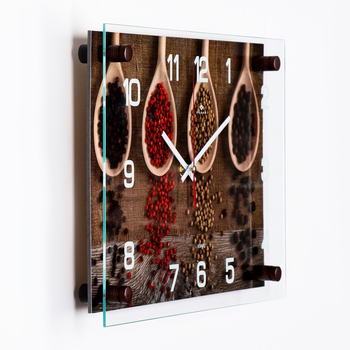фото Часы настенные, серия: кухня, "специи", 25х35 см, микс рубин