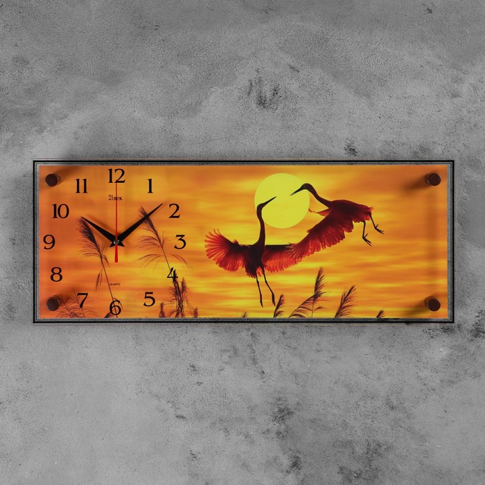 Часы настенные прямоугольные "Цапли", 20х50 см