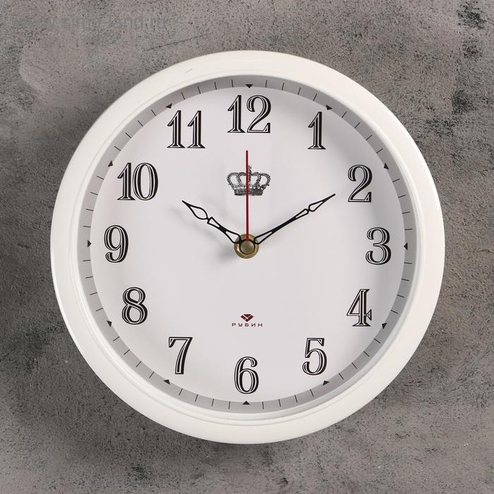 фото Часы настенные, серия: классика, 22 см, обод белый рубин