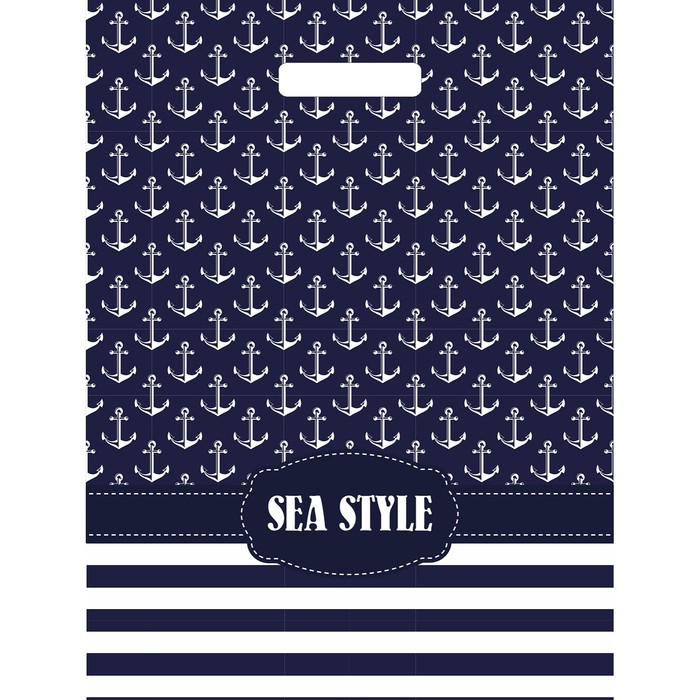 Пакет "Морской стиль", полиэтиленовый с вырубной ручкой, 45х34 см, 33 мкм