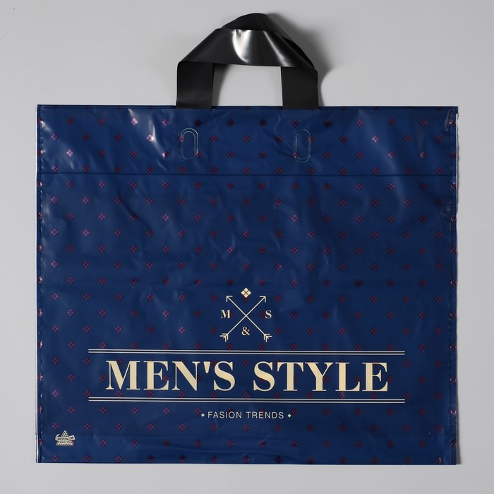Пакет "Менс стиль ", полиэтиленовый с петлевой ручкой, синий, 34х40 см, 70 мкм